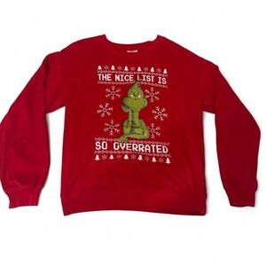 The Grinch Red Christmas Sweatshirt, Kids Size M (7-9) — Holiday HolidayVibes